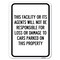 Signmission This Facility or Its Agents Will Not Be Responsible for Loss or Damage to Cars Parked, A-1824-22819 A-1824-22819 - alternate 1